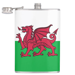 Red Dragon Celtic Flag of Wales & Welsh Hip Flask