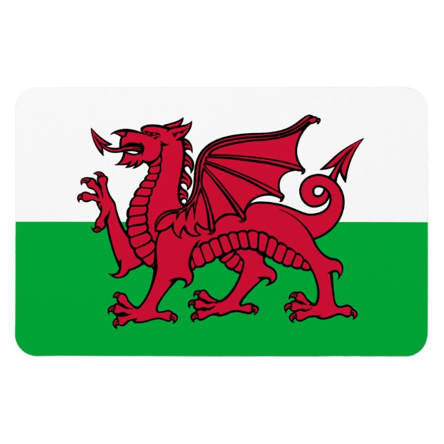 Red Dragon Celtic Flag of Wales & Welsh Magnet (Horizontal)