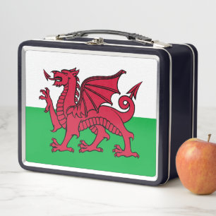 Red Dragon Celtic Flag of Wales & Welsh Metal Lunch Box