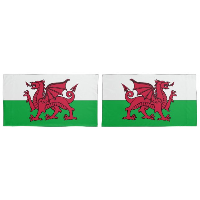 Red Dragon Celtic Flag of Wales & Welsh Pillowcase (Front-Set)