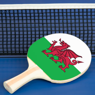 Red Dragon Celtic Flag of Wales & Welsh Ping Pong Paddle
