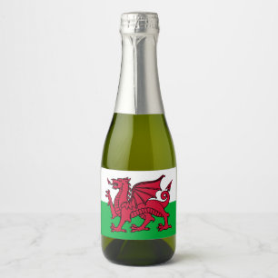 Red Dragon Celtic Flag of Wales & Welsh Sparkling Wine Label