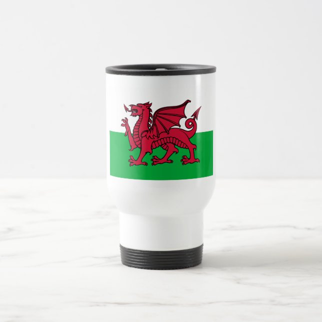 Red Dragon Celtic Flag of Wales & Welsh Travel Mug (Center)