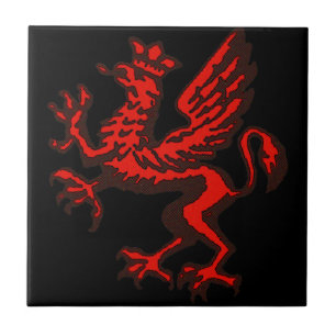 Red dragon ceramic tile