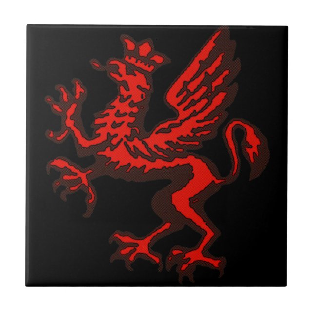 Red dragon ceramic tile (Front)