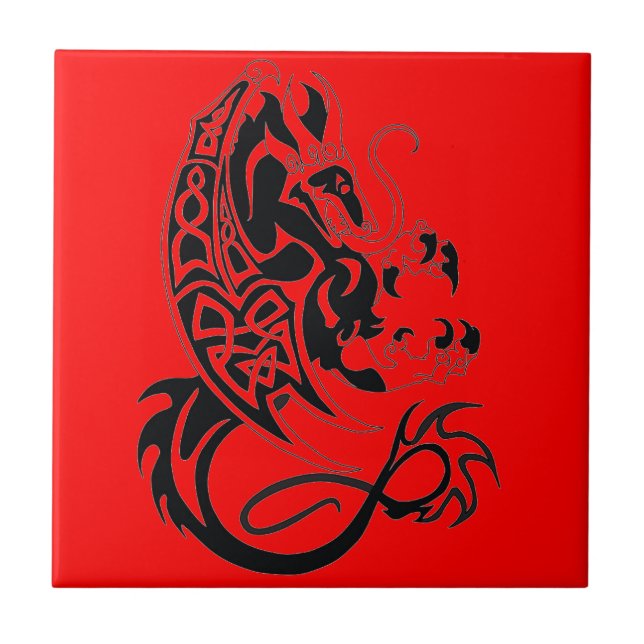 Red Dragon Ceramic Tile (Front)