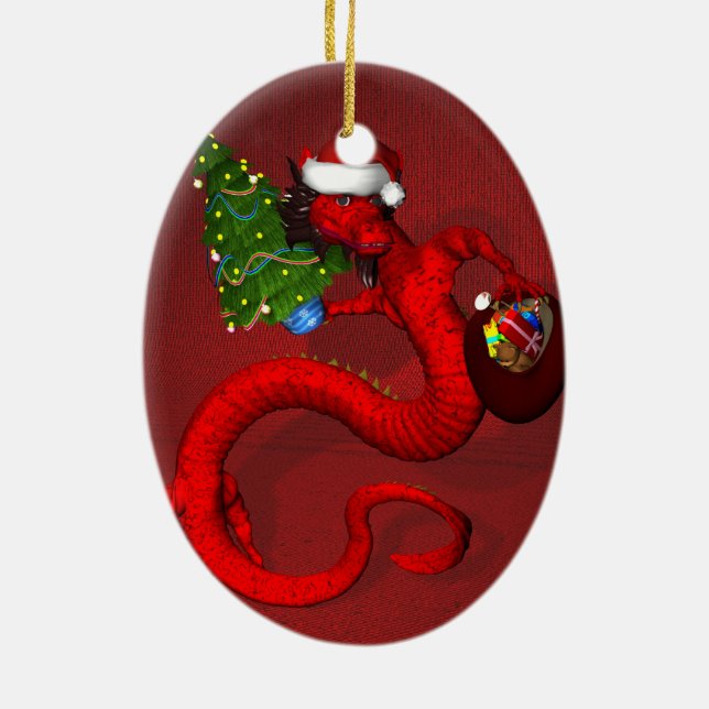Red Dragon Ceramic Tree Decoration (Back)