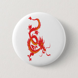 Red Dragon Chinese New Year 6 Cm Round Badge