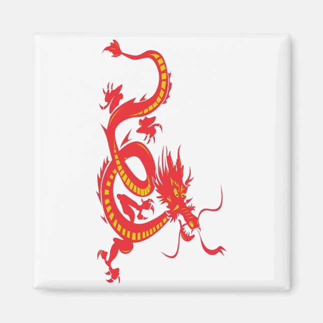 Red Dragon Chinese New Year Magnet (Front)
