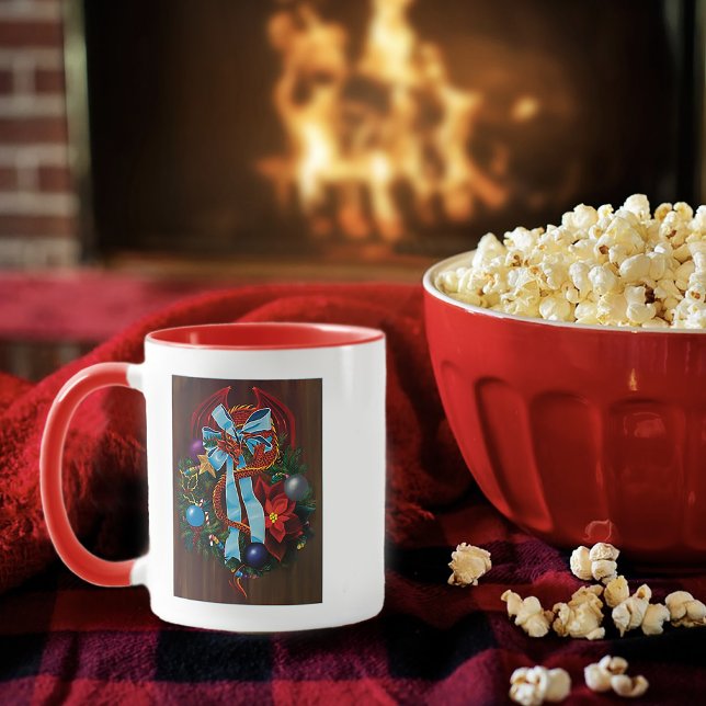 Red Dragon Christmas Wreath Mug (Creator Uploaded)