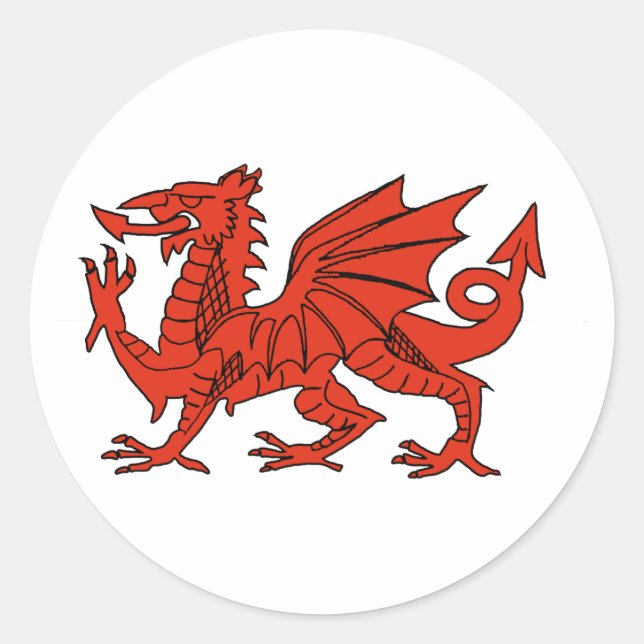 Red Dragon Classic Round Sticker (Front)