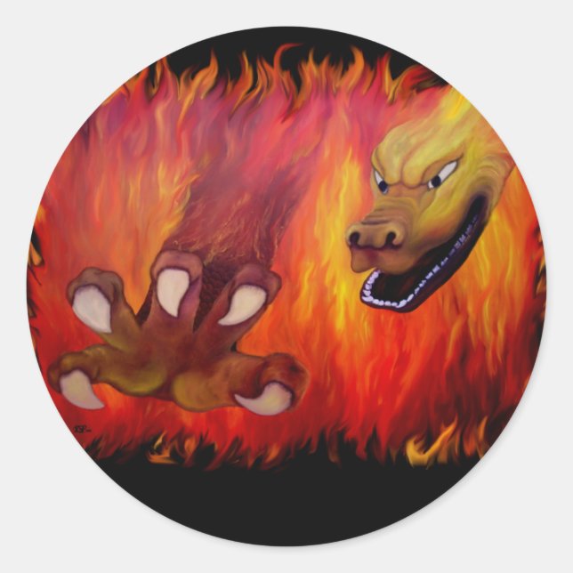 Red Dragon Claw Classic Round Sticker (Front)