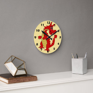 Red Dragon Design Round Clock