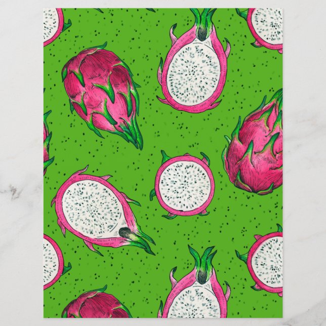 Red dragon fruit on green (Front)