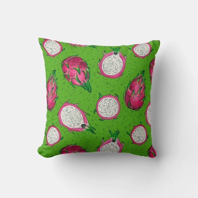 Red dragon fruit on green cushion (Front)