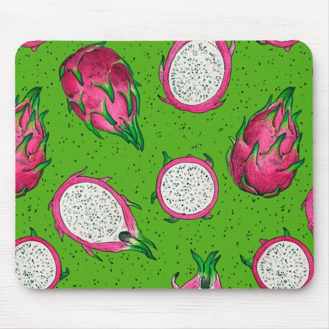 Red dragon fruit on green mouse pad (Front)