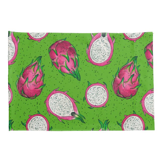 Red dragon fruit on green pillowcase (Back-Right)