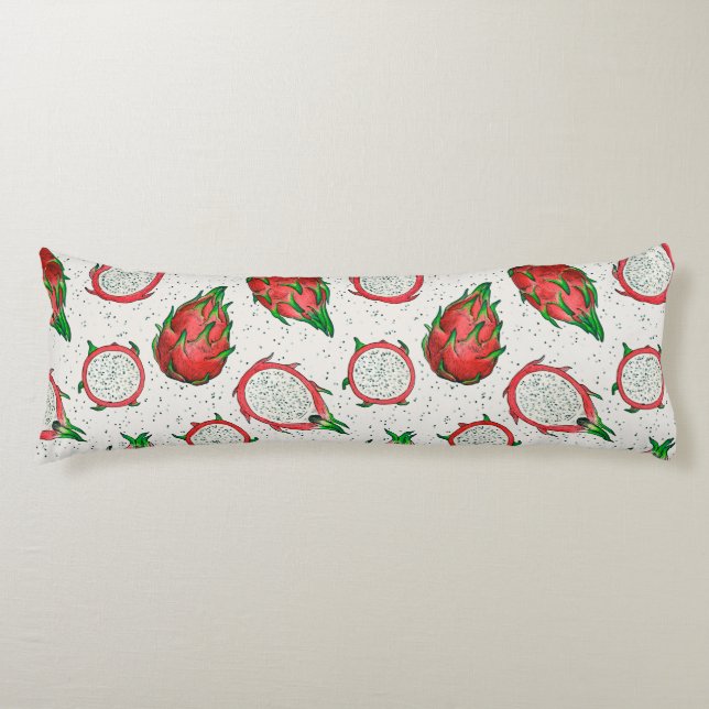 Red dragon fruit on off white body cushion (Front)