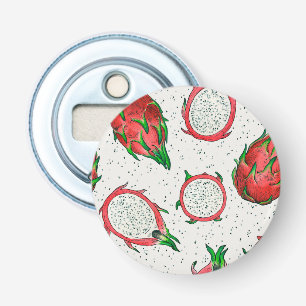 Red dragon fruit on off white bottle opener