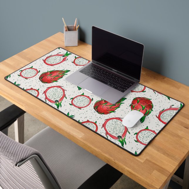 Red dragon fruit on off white desk mat (Office 2)