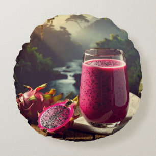 RED DRAGON FRUIT (Venus Pitahaya) - EXOTIC FRUITS Round Cushion