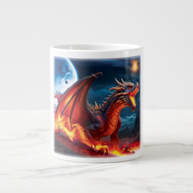 Red Dragon Full Moon Coffee Mug (Front)