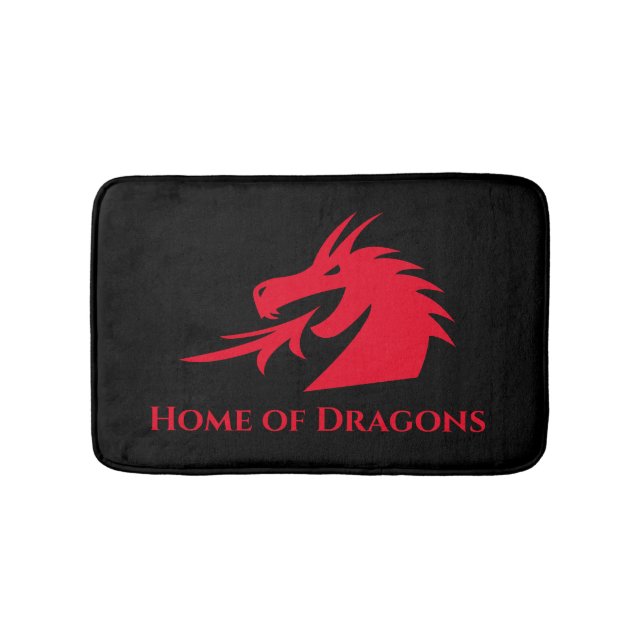 Red dragon head design unique bath mat (Front)