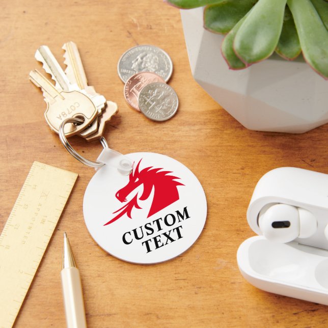 Red dragon head spitting flames custom keychain (Desk)