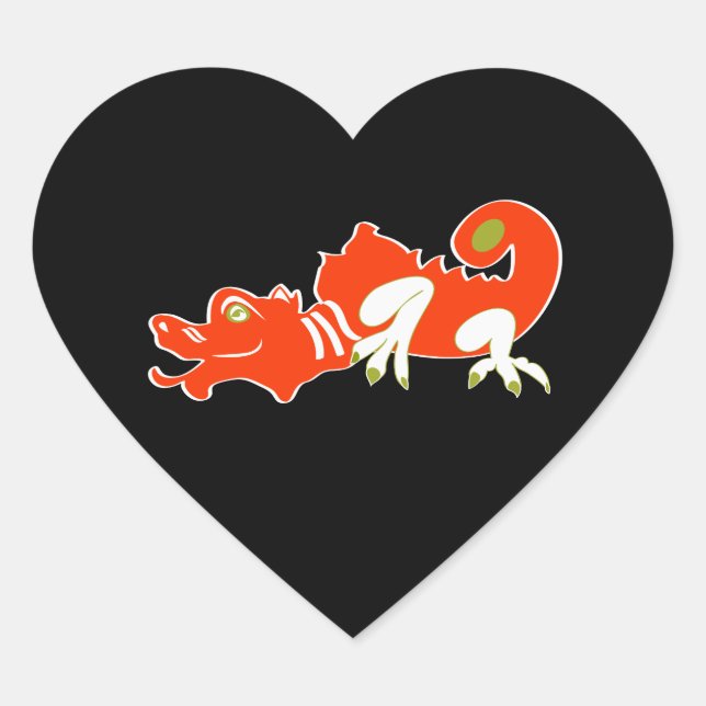 Red dragon heart sticker (Front)