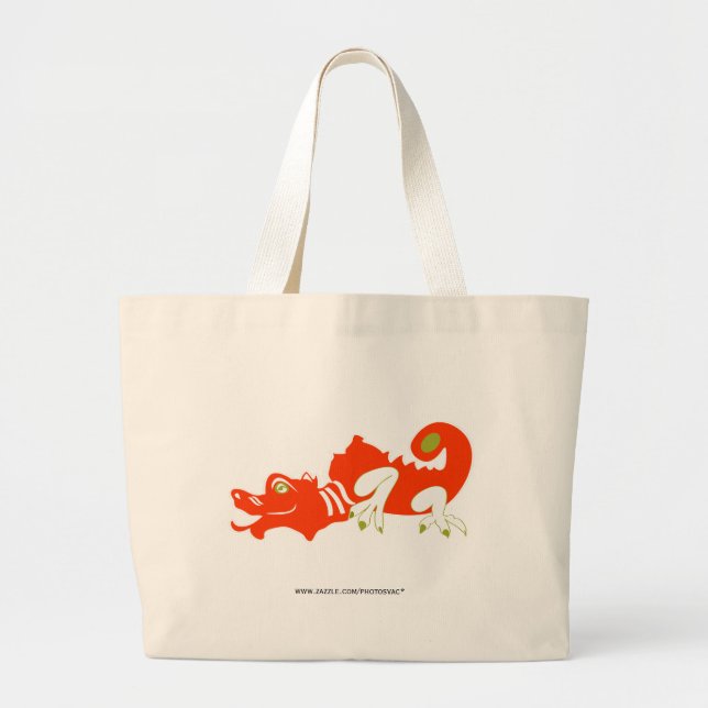 Red dragon large tote bag (Front)