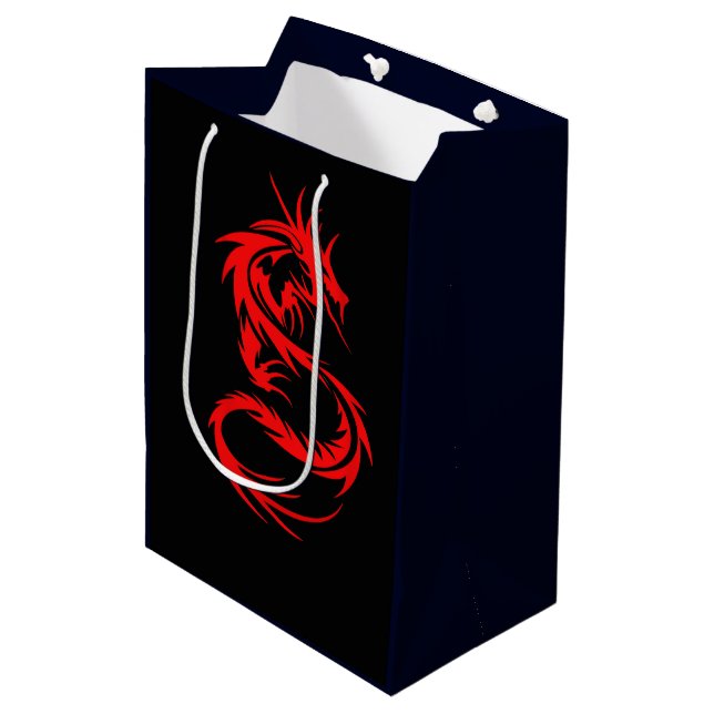 Red Dragon Medium Gift Bag (Front Angled)