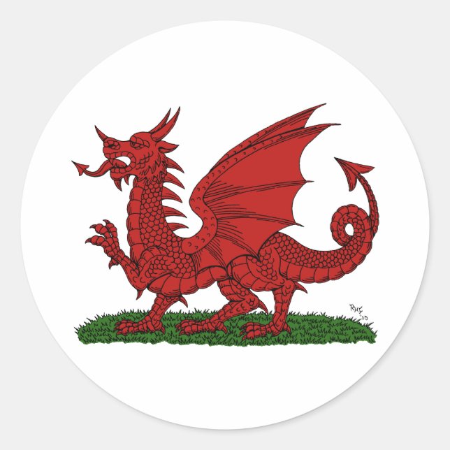 Red Dragon of Wales Classic Round Sticker (Front)