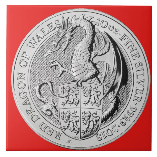 RED DRAGON OF WALES COIN CERAMIC TILE (Front)