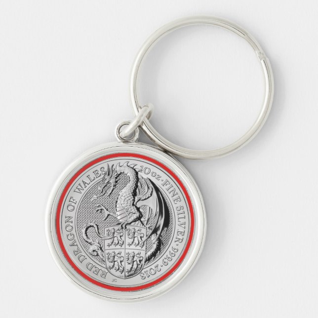RED DRAGON OF WALES COIN KEY RING (Front)