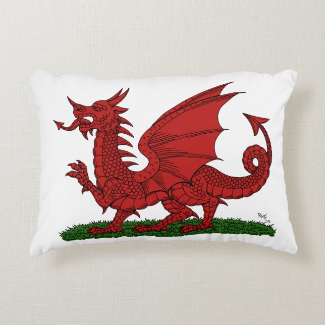 Red Dragon of Wales Decorative Cushion (Front)