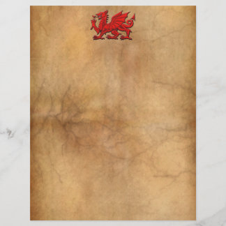 Red Dragon of Wales on Aged Parchment effect