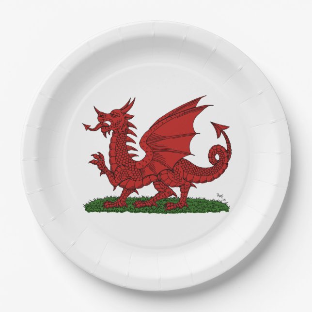 Red Dragon of Wales Paper Plate (Front)
