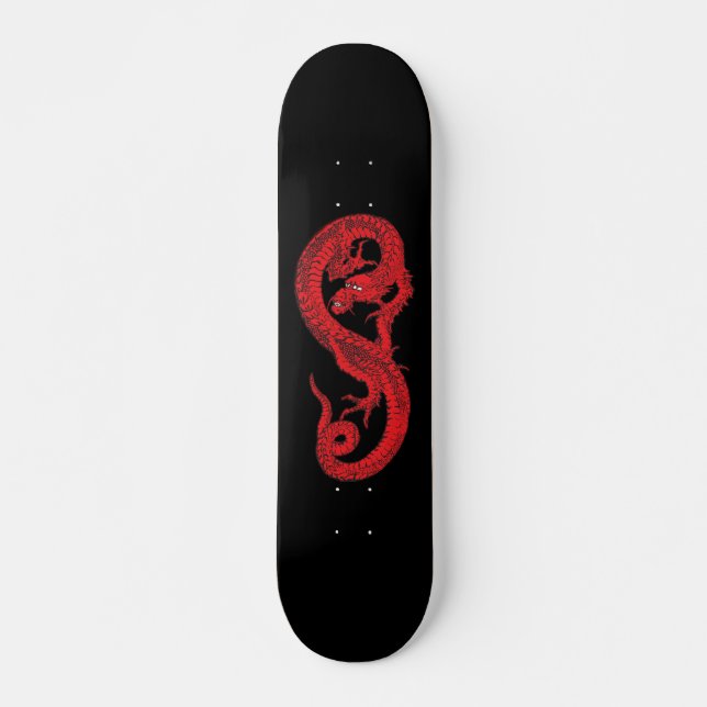 Red Dragon on Black Skateboard (Front)
