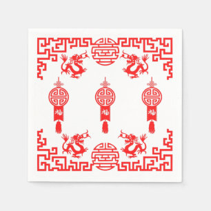 Red Dragon Oriental Cocktail Napkins