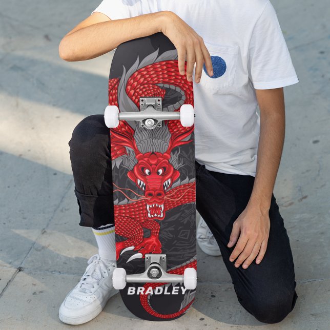 Red Dragon Personalised Name Skateboard (Creator Uploaded)