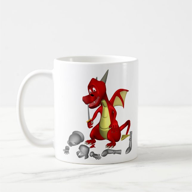 Red Dragon picking Knight out of Teeth Bone Coffee Mug (Left)