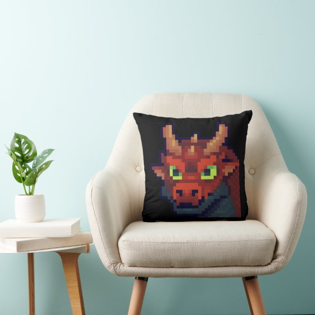 Red Dragon, Pixel art, Pixel Art Cushion (Chair)