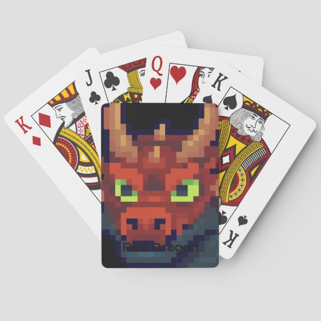 Red Dragon Pixel Art Playing Cards (Back)