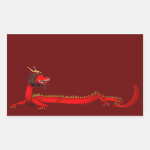 Red Dragon Rectangular Sticker