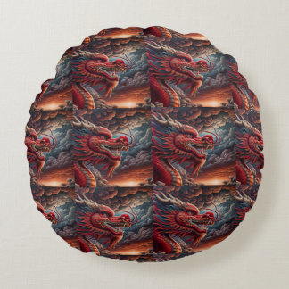 Red Dragon Round Cushion