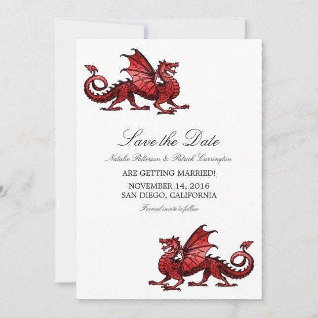 Red Dragon Save the Date Invite (Front)