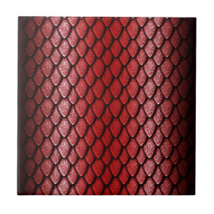 Red Dragon Scales Ceramic Tile