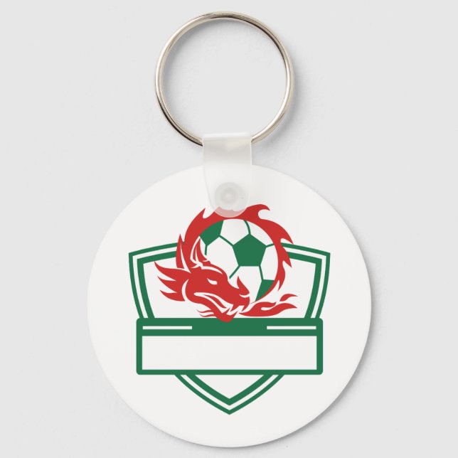 Red Dragon Soccer Ball Crest Key Ring (Front)
