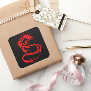 Red Dragon Square Sticker