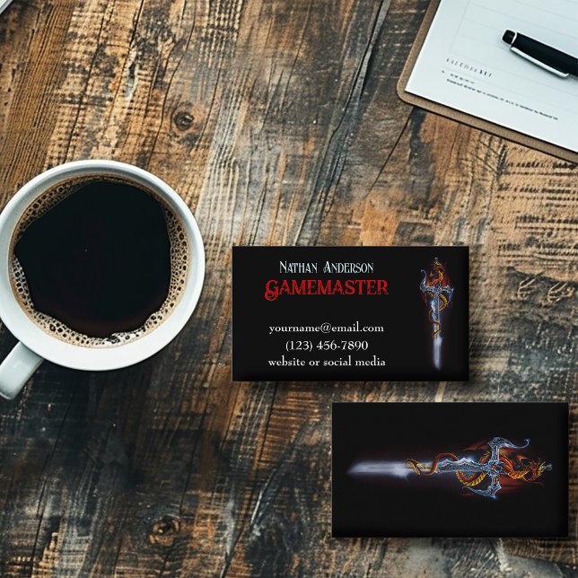Red Dragon Sword Fantasy Business Card (Creator Uploaded)
